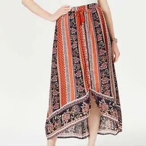 Style & Co Printed High-Low Skirt,M Red